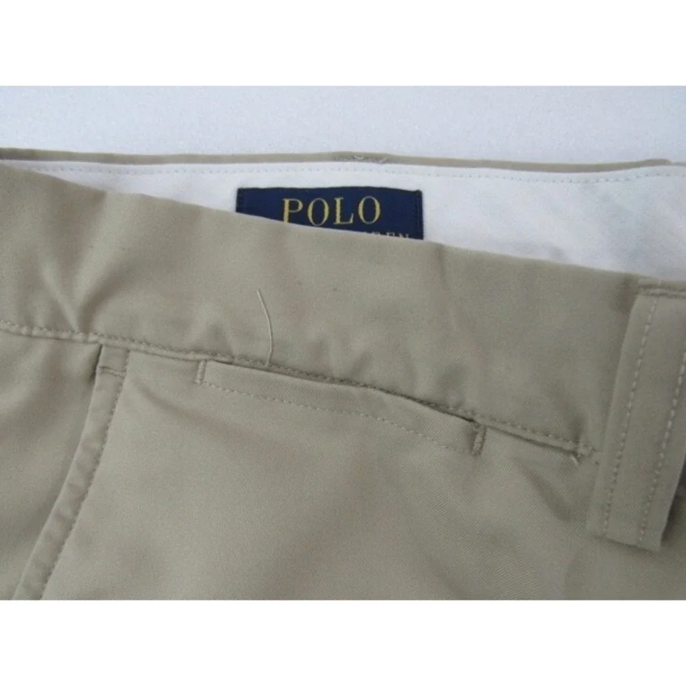 Polo‎ Ralph Lauren 100% Polyester Khaki Rear Logo Shorts Size 36